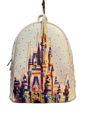Loungefly White & Multicolor Castle Mini Backpack